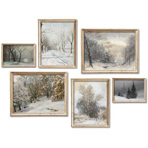 JarThenaAMCS Set of 6 Winter Wall Art Prints French Country Landscape